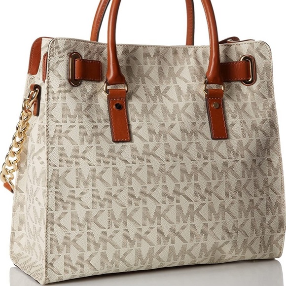 MK MICHAEL KORS HAMILTON LOGO VANILLA LOCK TOTE - Picture 2 of 5